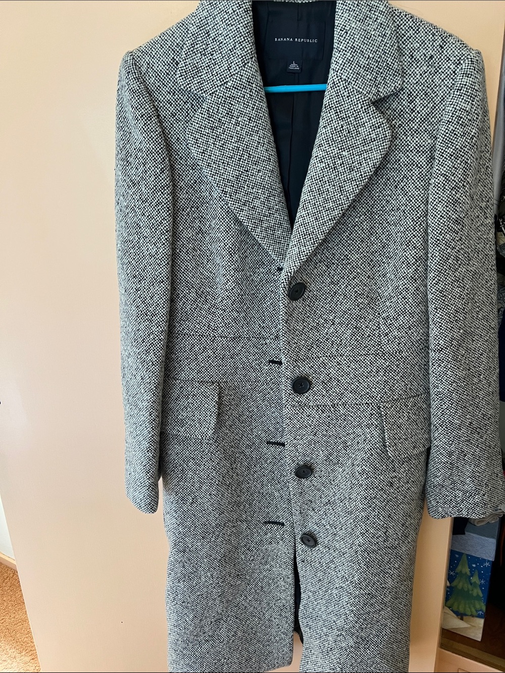 Banana Republic Women's Black & White Tweed Overcoat